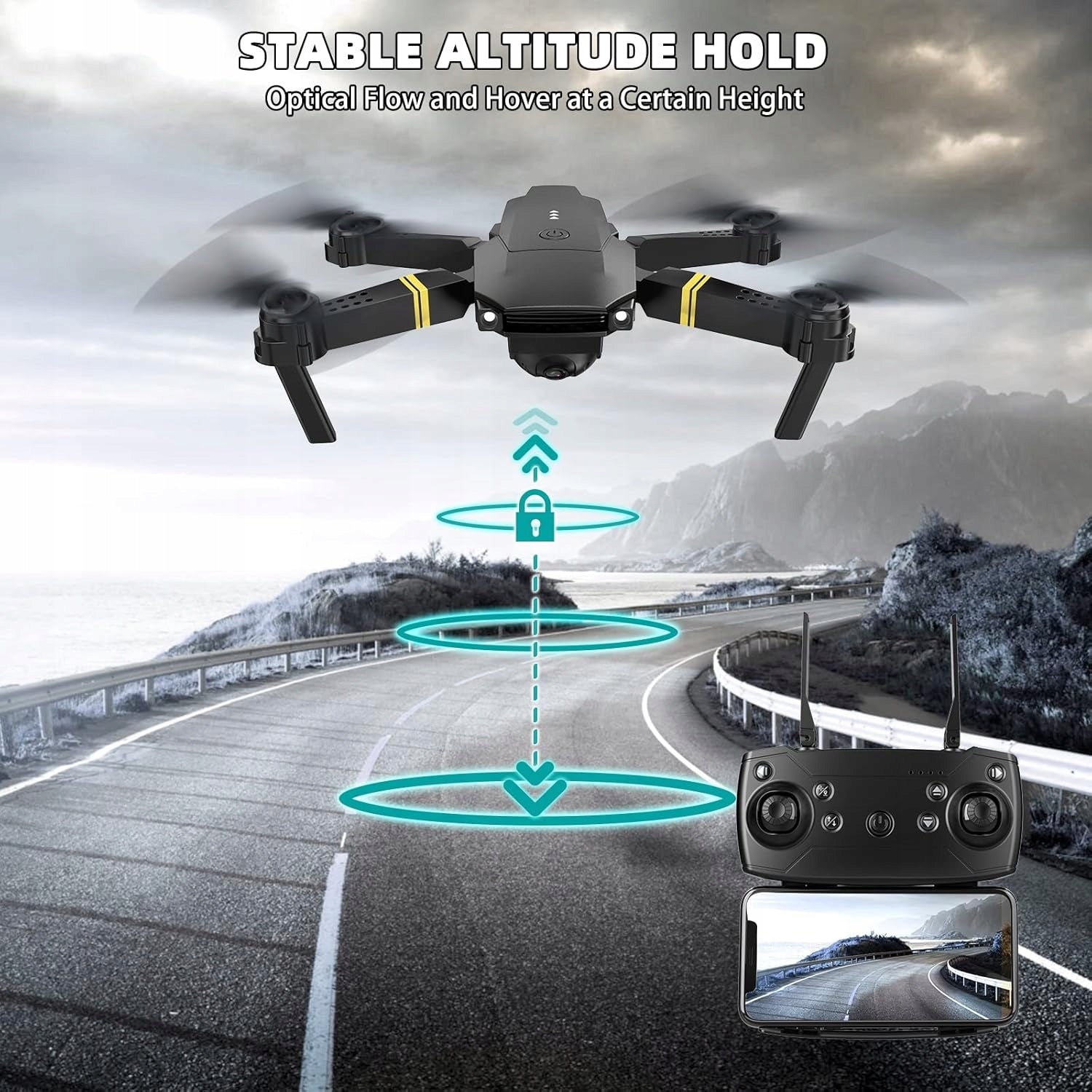 Drone Folding E58 with Camera 1080P HD 3 Batteries Overhang FPV WiFi Pouch Manufacturer code Dron Składany E58 Kamera 1080P 3 Baterie