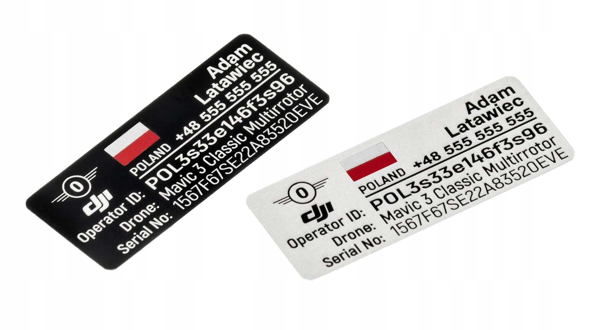 Drone Plate / Sticker 25x10mm Aluminium Manufacturer code ERI_PL