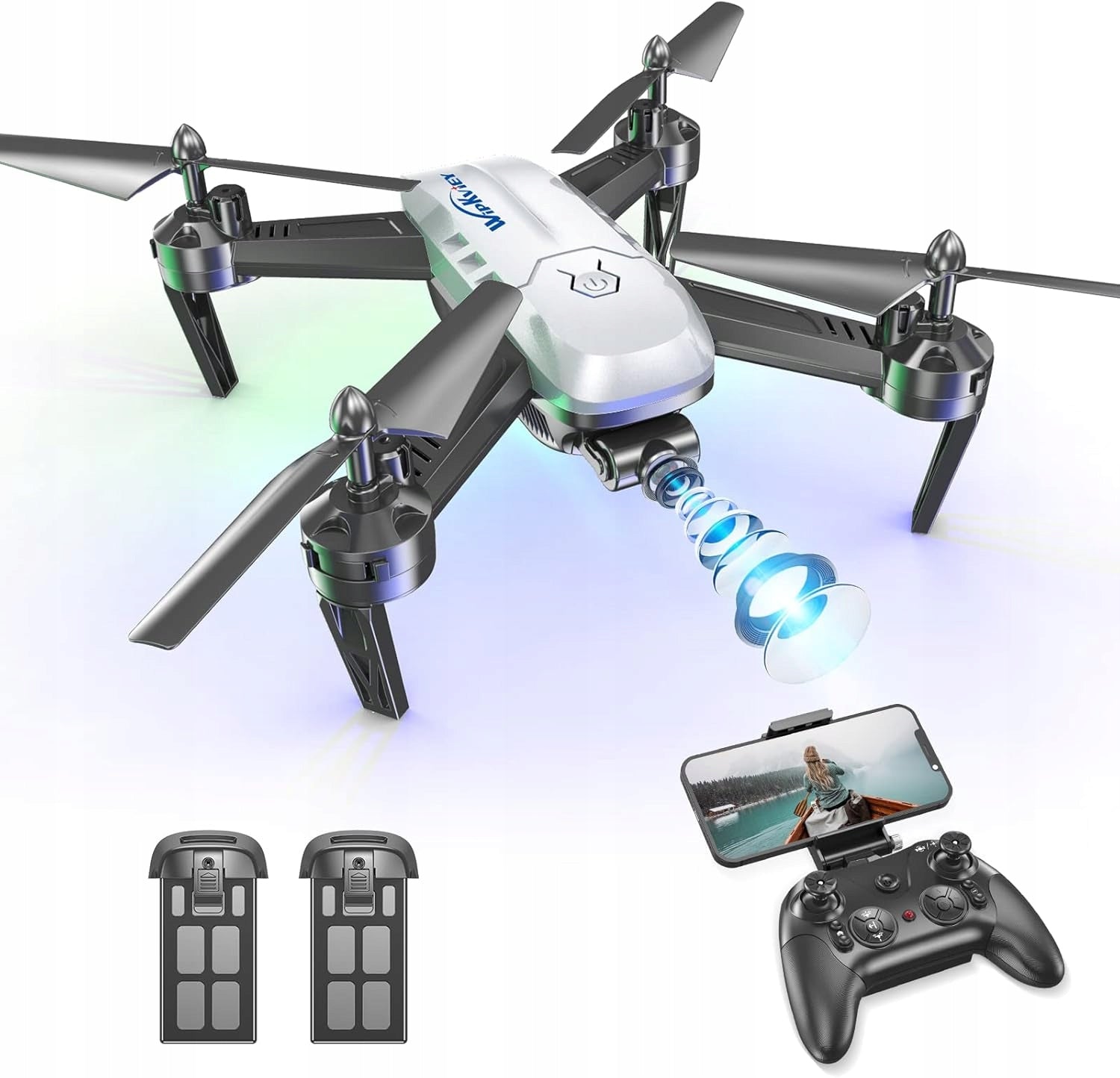 Drone Wipkviey T6 Camera 1080P HD WiFi FPV 2 Batteries Headless