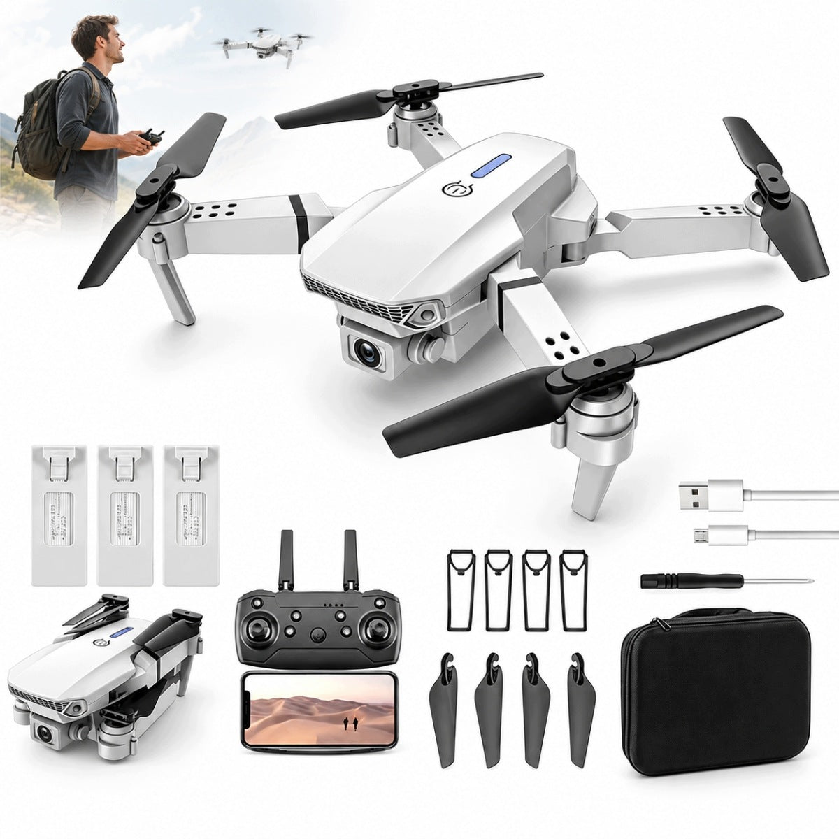 Drone With Camera Quadcopter 2 CAMERAS Helicopter