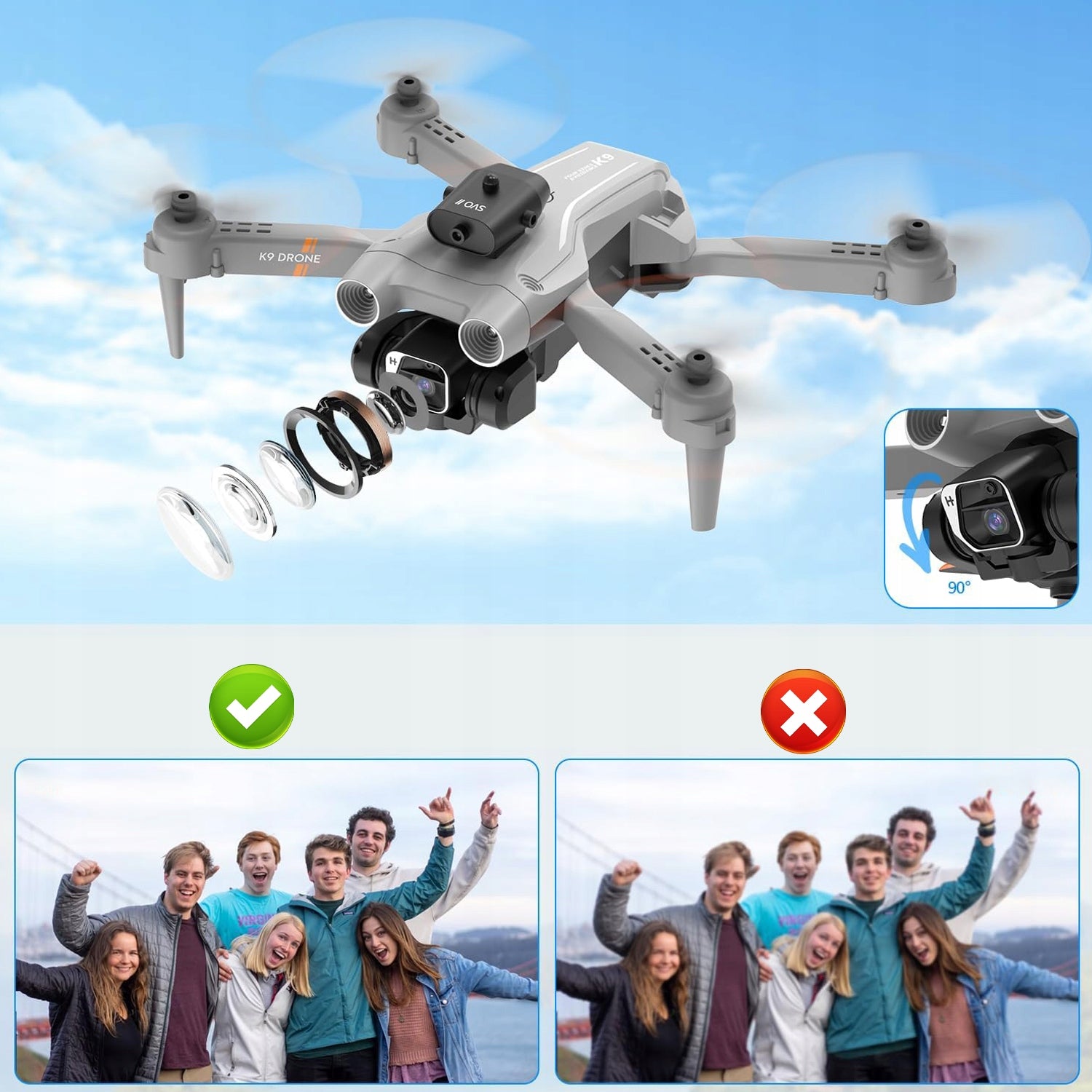 Drone with 4K RC Camera Folding Quadcopter with Obstacle Camera Start/Landing Model DRON6TY03