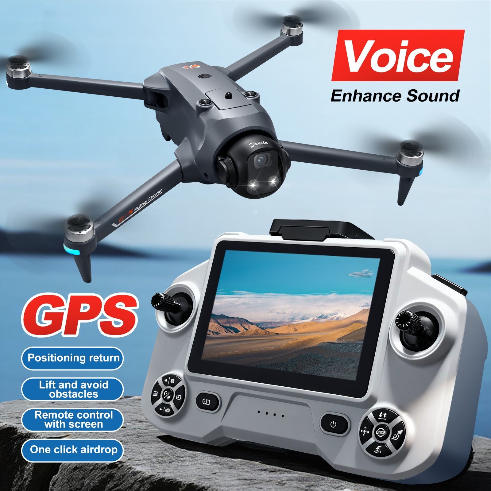 Drone with Camera YL059 GPS WIFI 3x AKU Obstacle Avoidance