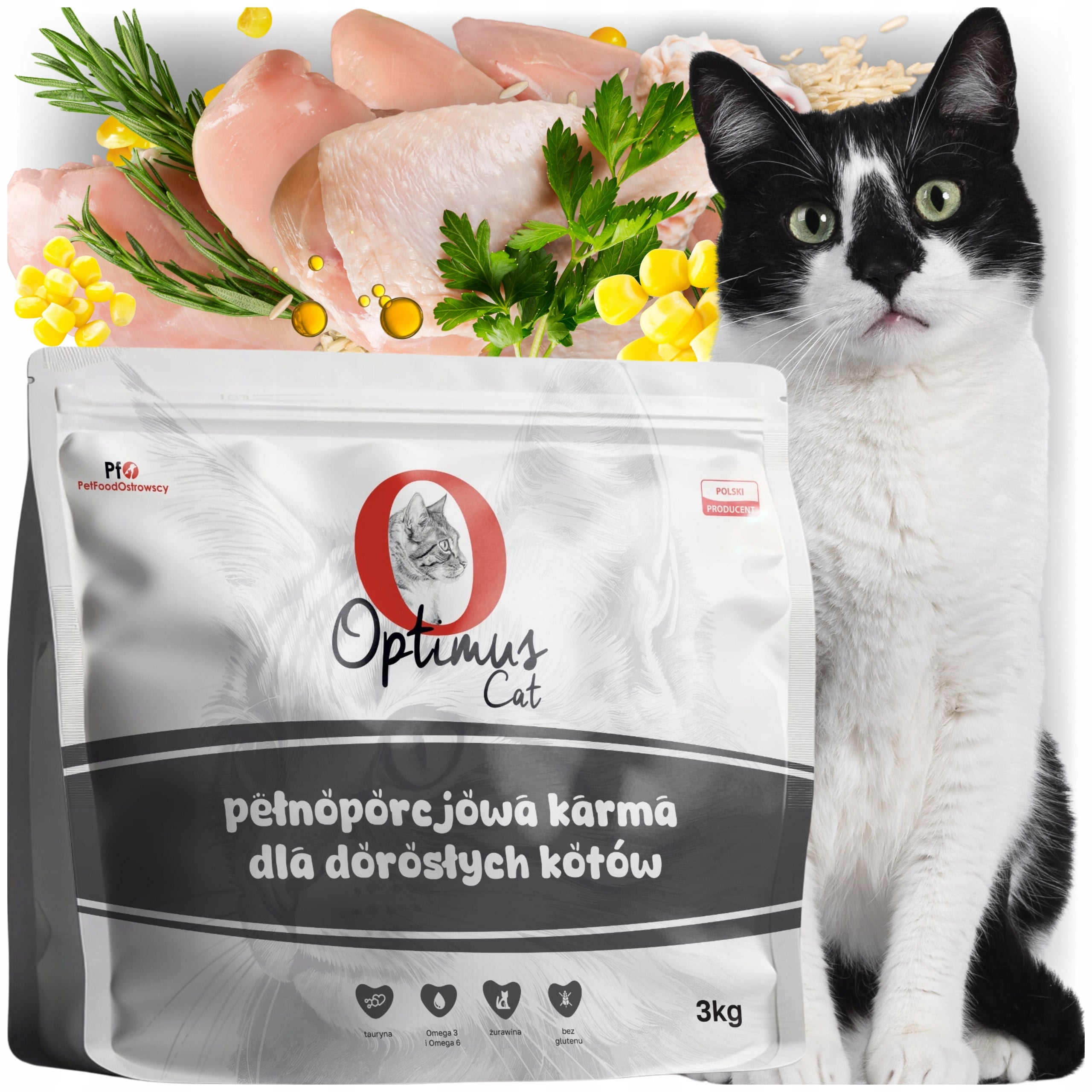 Dry Cat Food with Salmon Oil Taurine Cranberries 3 kg Optimus Cat