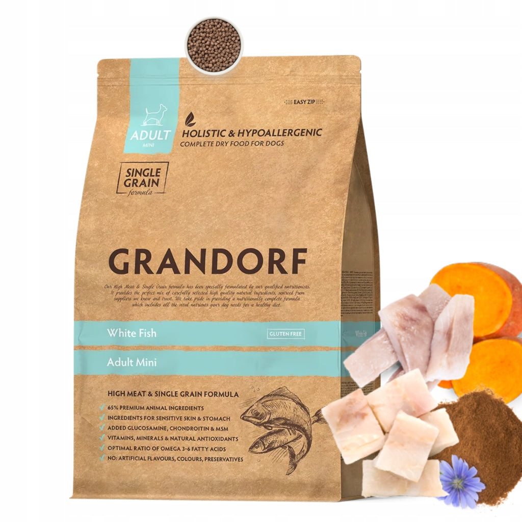 Dry Dog Food Grandorf White Fish Mini Small Breeds 1kg White Fish 2pcs Packaging status original