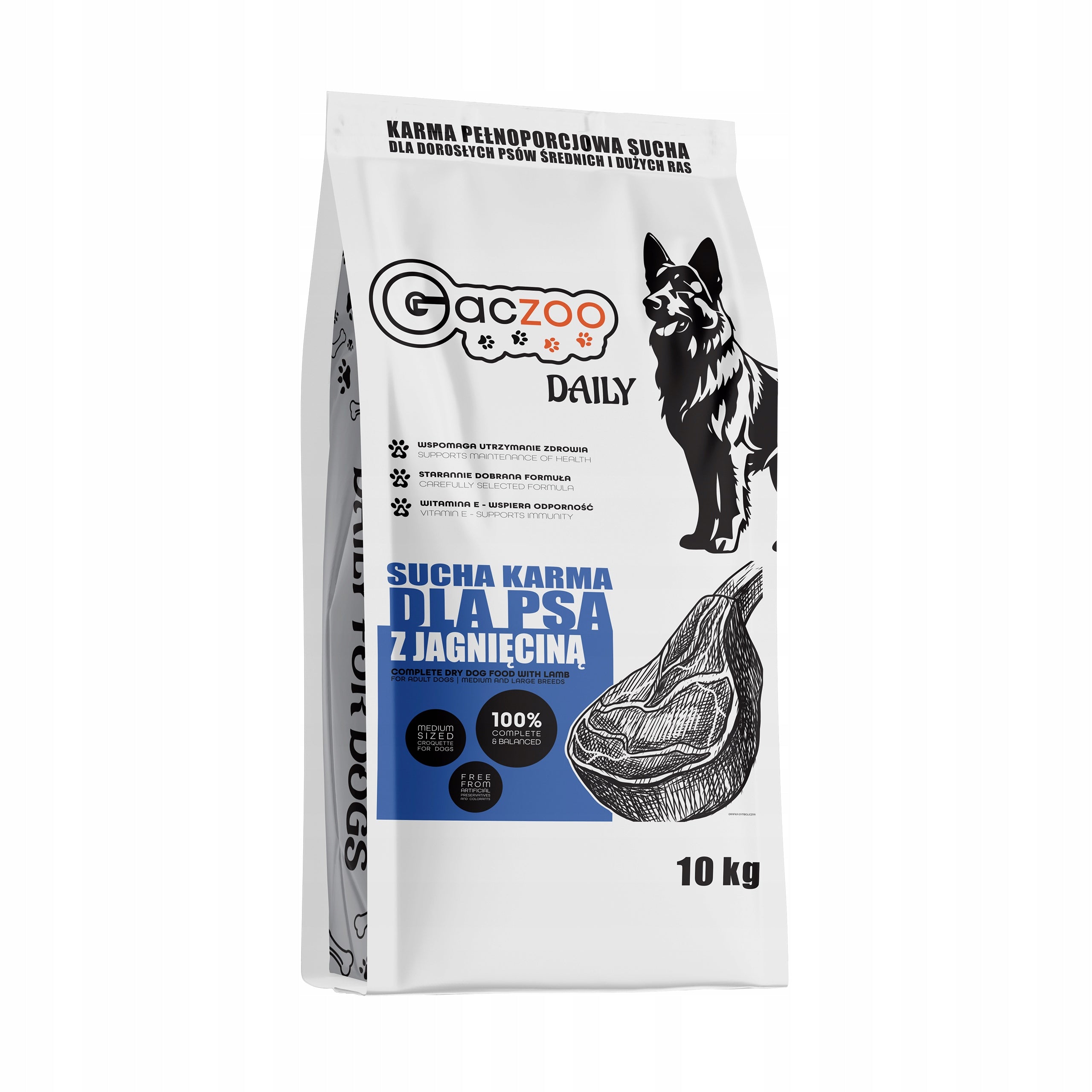 Dry Dog Food with Lamb Gaczoo Daily 10 kg Adult Dog with Vitamins Manufacturer code Gaczoo Daily karma sucha dla psa