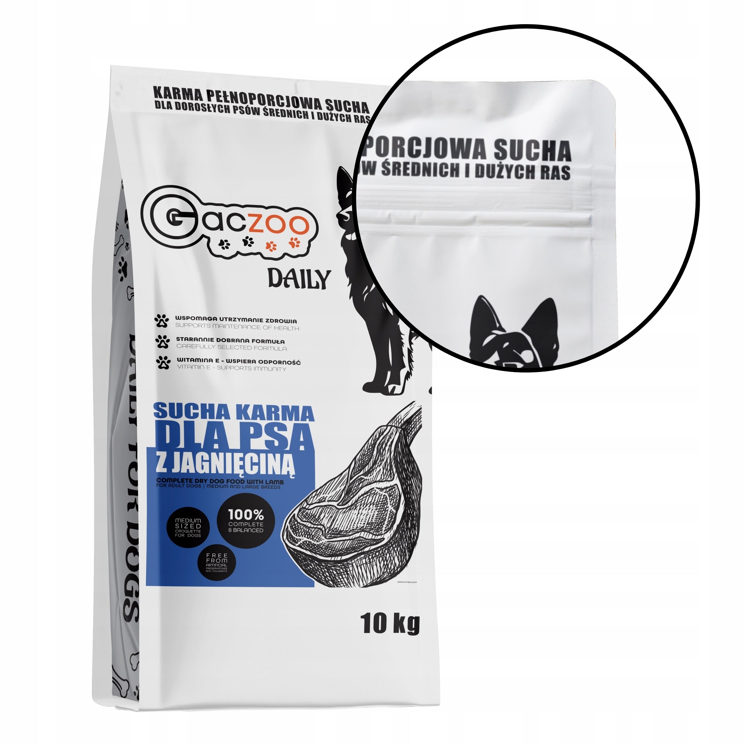 Dry Dog Food with Lamb Gaczoo Daily 10 kg Adult Dog with Vitamins Packaging status original