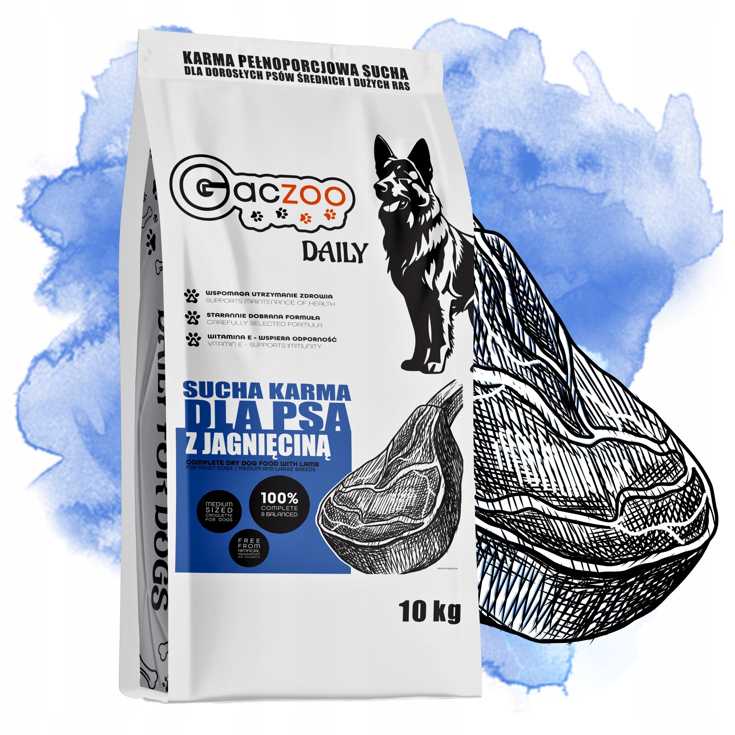 Dry Dog Food with Lamb Gaczoo Daily 10 kg Adult Dog with Vitamins