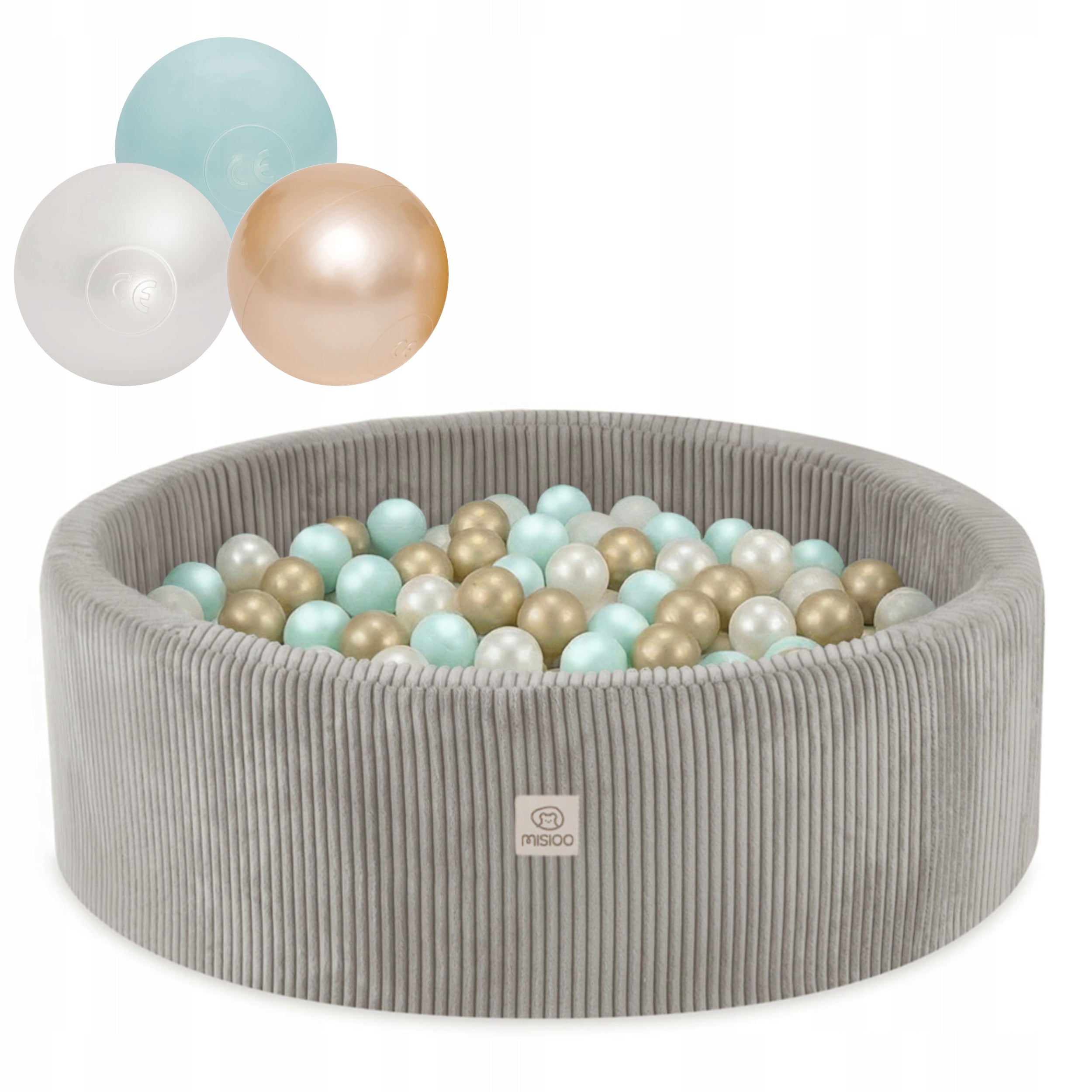 Dry Foam Pool with Balls 90x30 Children Beige Corduroy 300 balls MISIOO