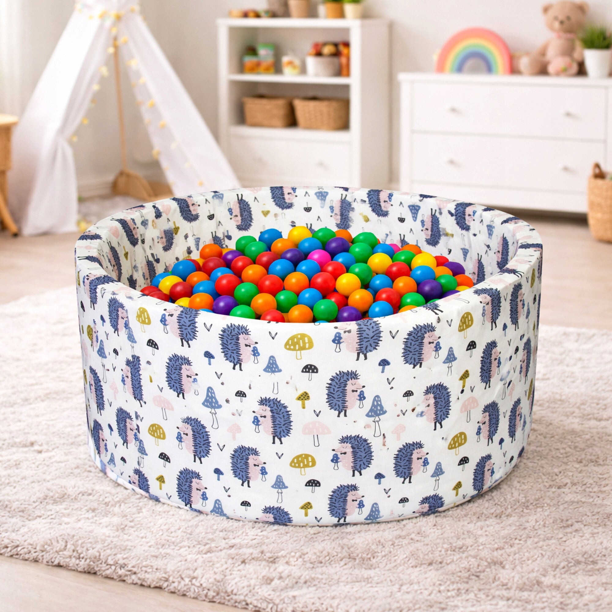 Dry Foam Pool with Balls Aga 90x40cm for Children Balls Pattern Hedgehog Brand Aga