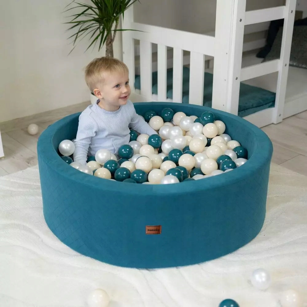 Dry Pool + 200 Balls 90x30cm Children's Turquoise Velvet Polish Sewing Product width 90 cm