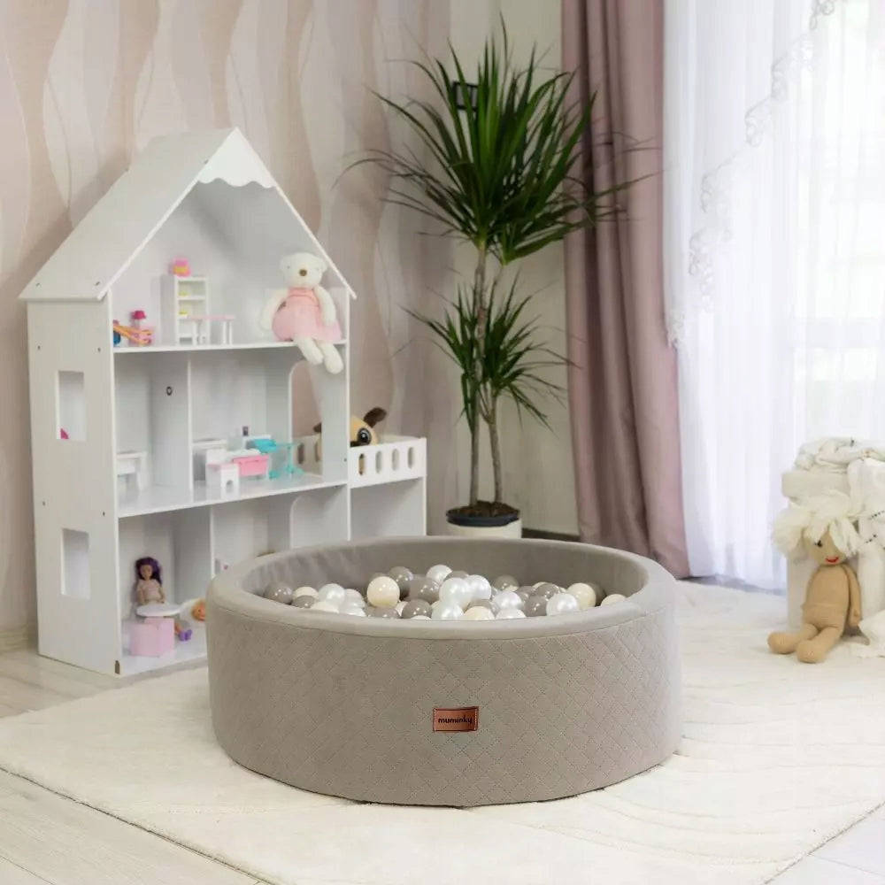 Dry Pool + 200 Balls 90x30cm For Children Beige Velvet Polish Sewing Gender boys girls unisex