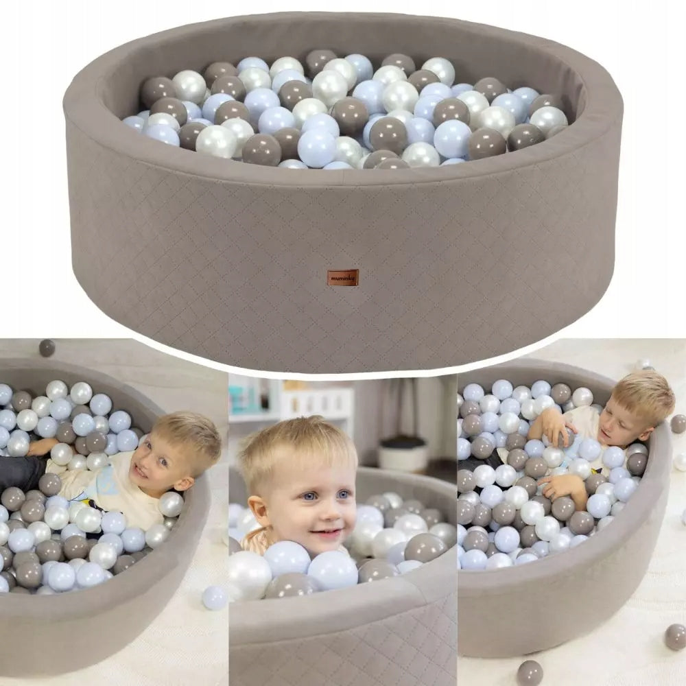 Dry Pool + 200 Balls 90x30cm For Children Beige Velvet Polish Sewing Kid's age 6+ months