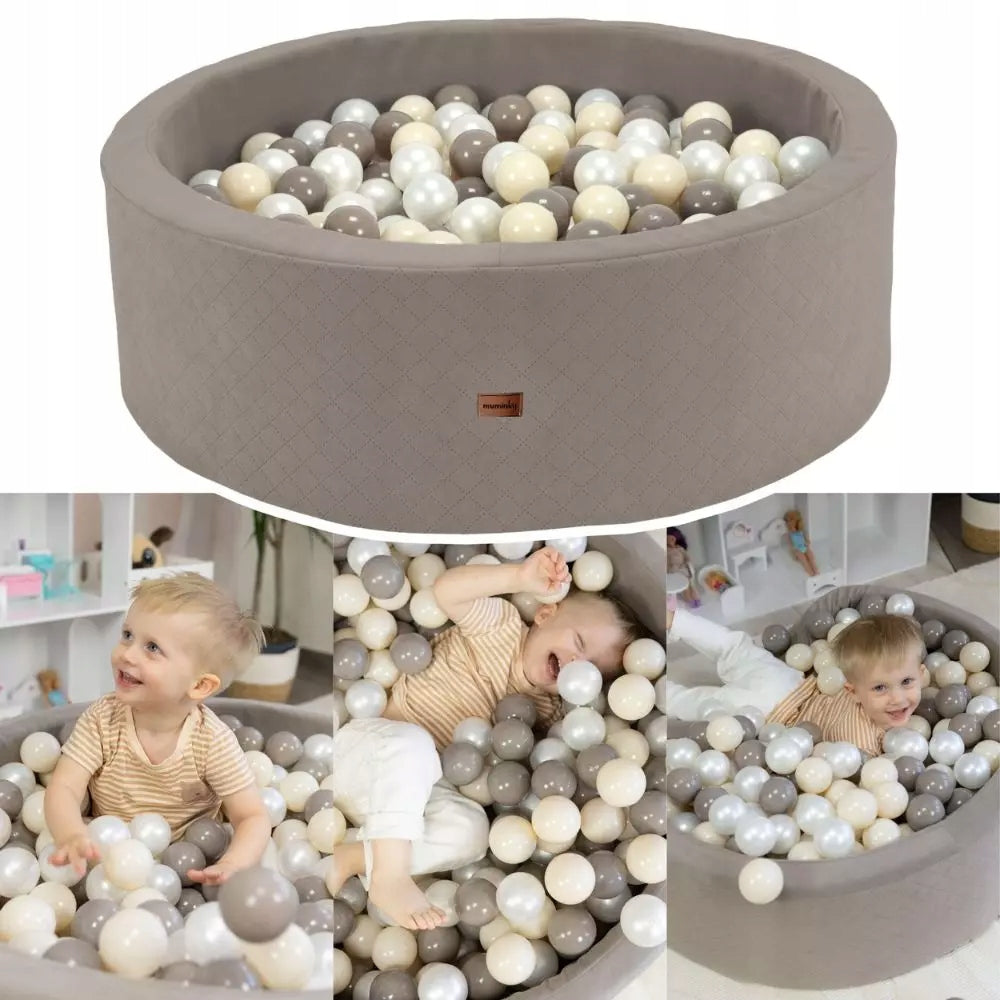 Dry Pool + 200 Balls 90x30cm For Children Beige Velvet Polish Sewing Packaging status original