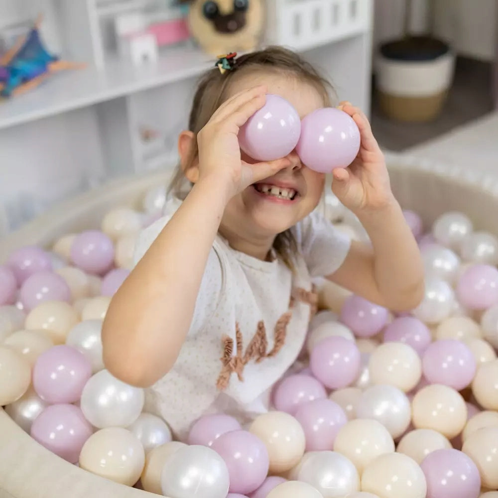 Dry Pool + 200 Balls 90x30cm For Children Light Beige Velvet Polish Sewing Minimum kid's age 0