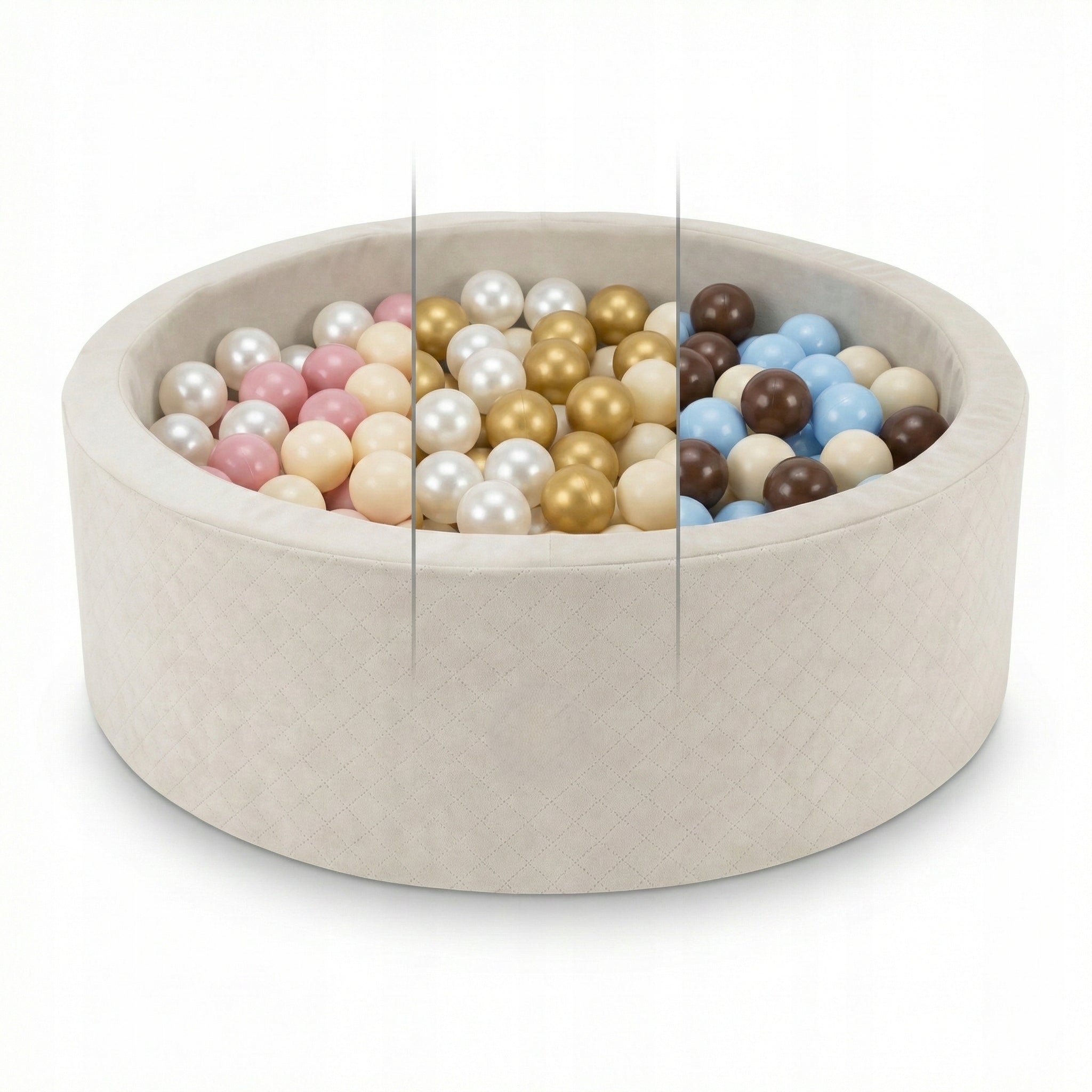 Dry Pool + 200 Balls 90x30cm For Children Light Beige Velvet Polish Sewing