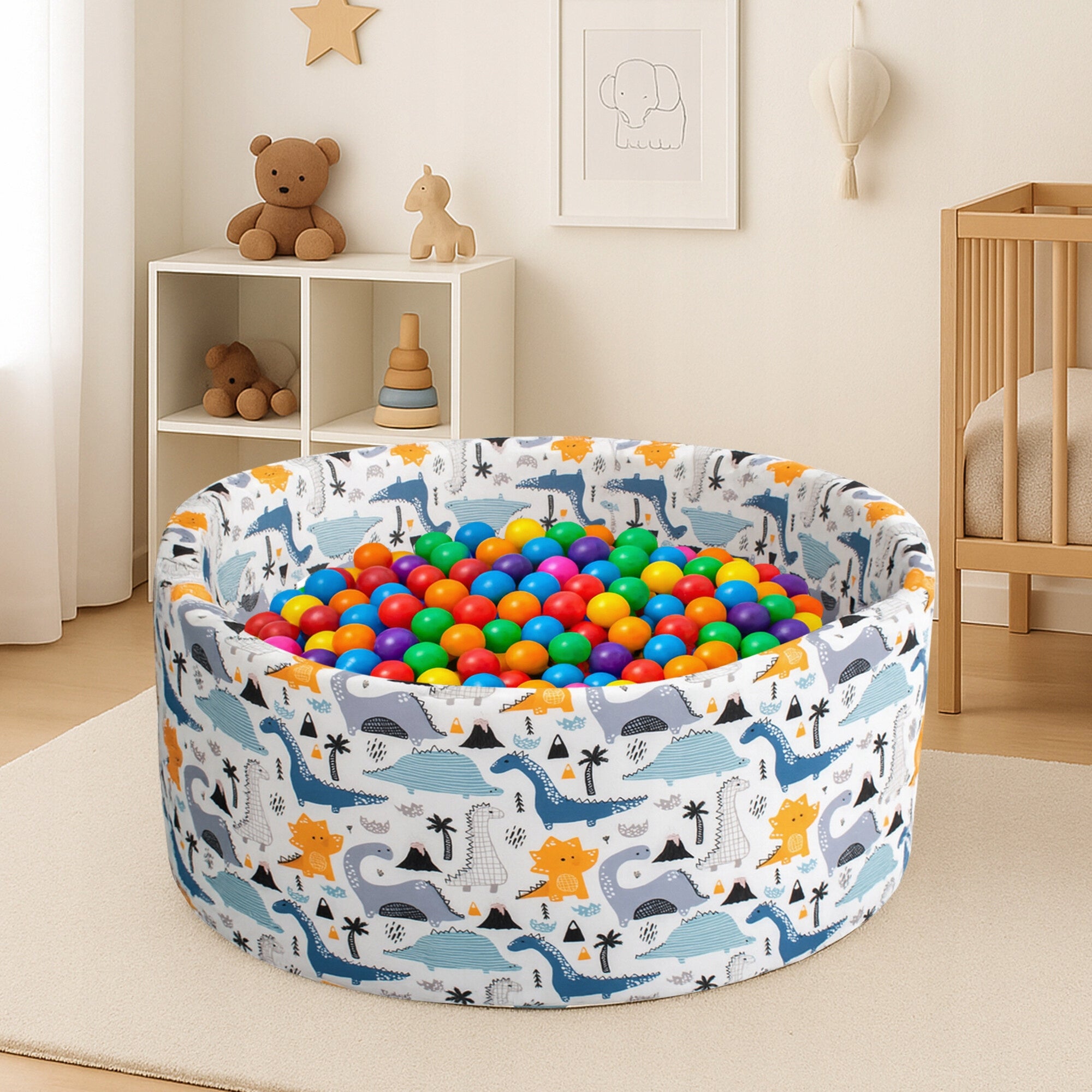 Dry Pool Foam Aga 90x40cm for Children Balls Pattern Dinosaurs Brand Aga