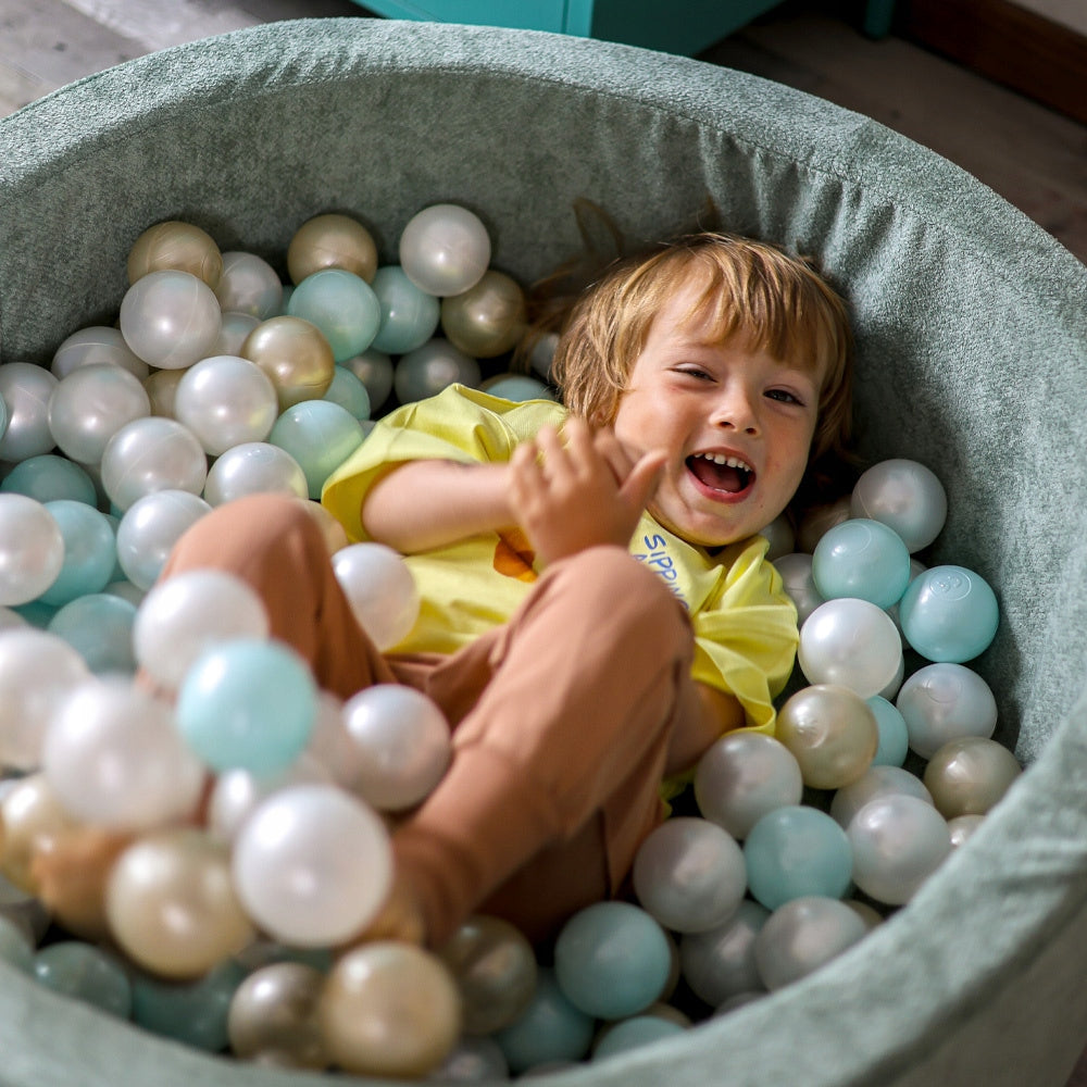 Dry Pool with Balls 90x30 Foam Blue Chenille Premium Misioo Packaging status original