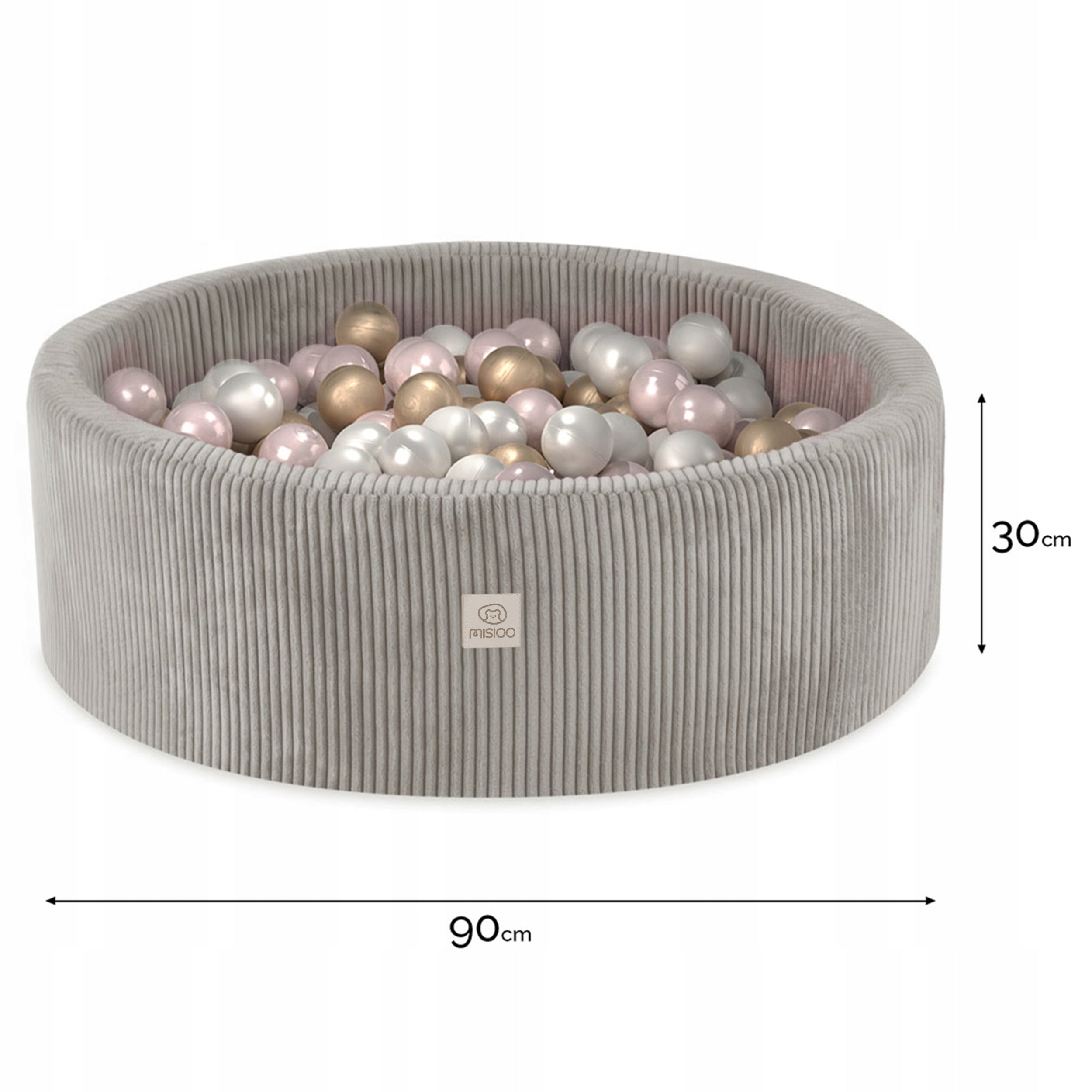 Dry Pool with Balls 90x30 Foam Corduroy Pool BEIGE 200 balls MISIOO Kid's age 18+ months