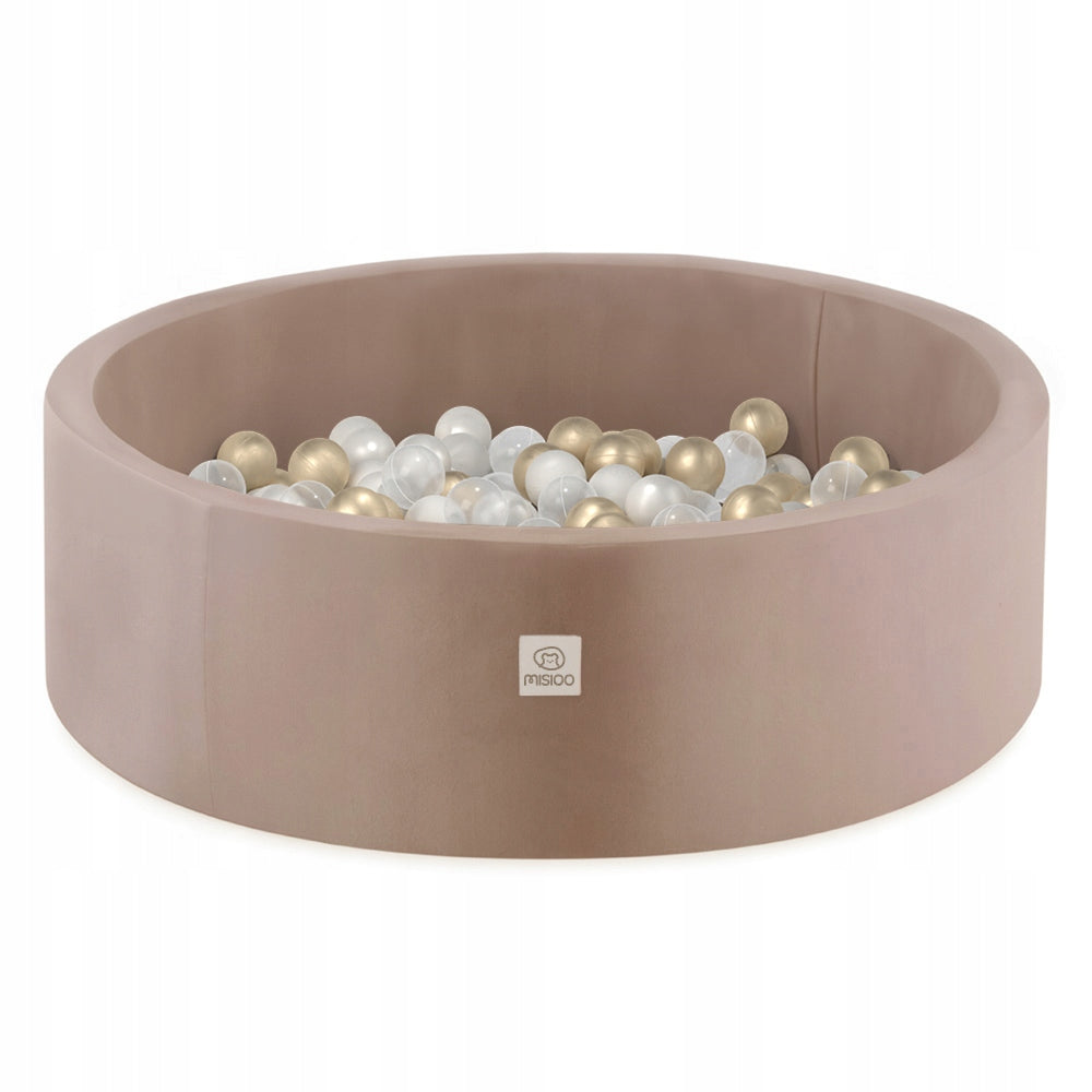 Dry Pool with Balls 90x30 Playpen for Children Beige Velvet 200 balls MISIOO