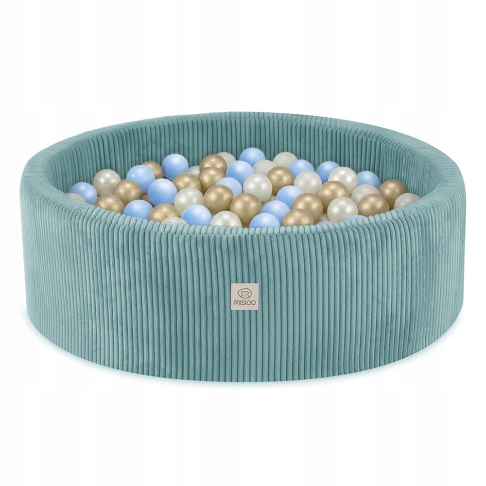 Dry Pool with Balls 90x30 for Children Blue Corduroy 300 balls MISIOO Manufacturer code Basen z kulkami Jasnoniebieski Złoty Perłowy