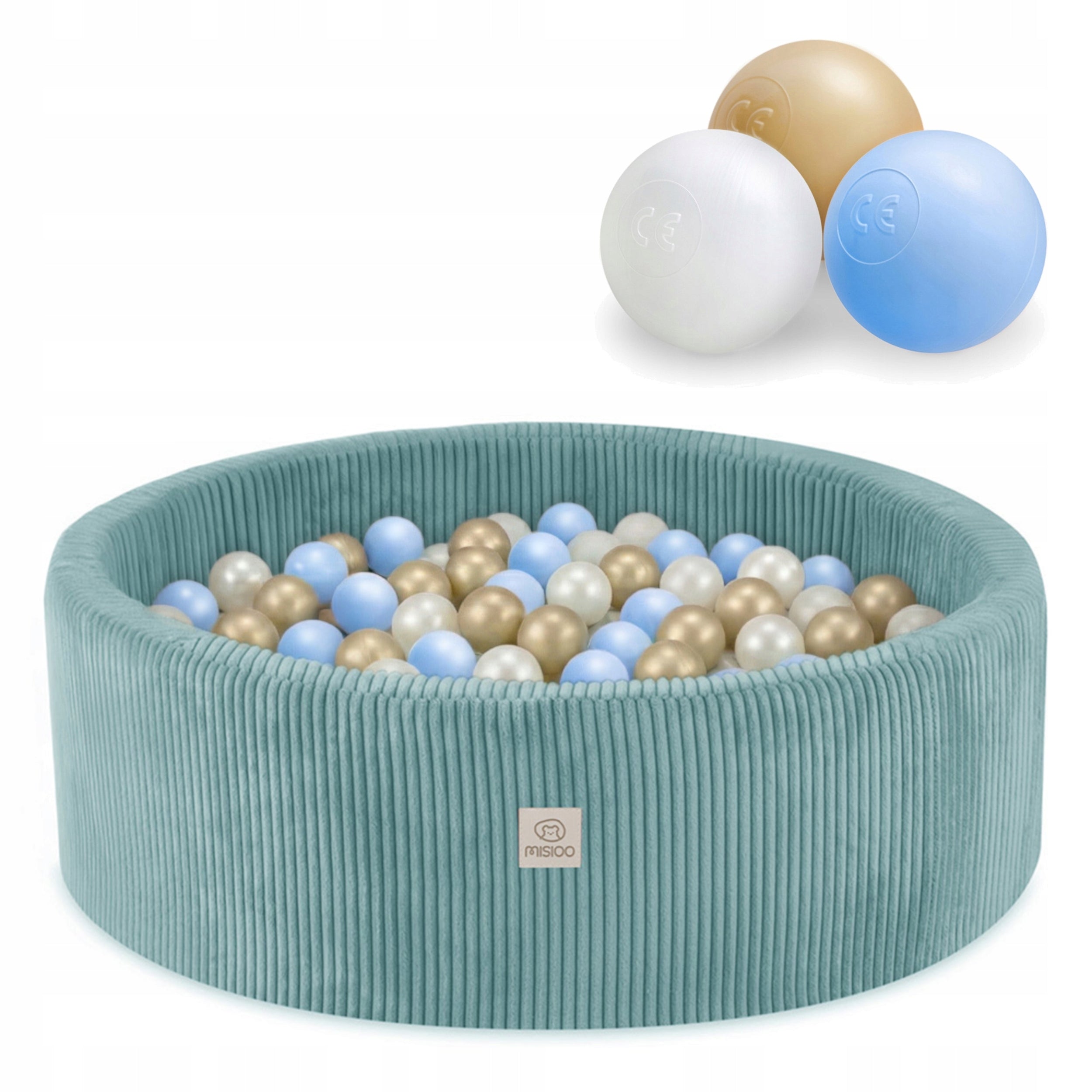 Dry Pool with Balls 90x30 for Children Blue Corduroy 300 balls MISIOO