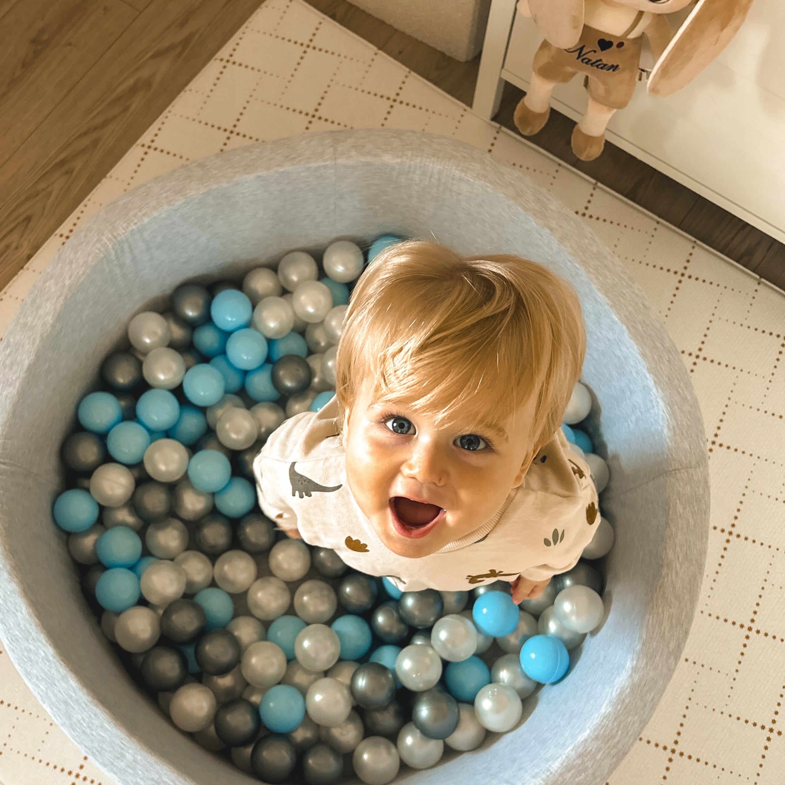 Dry Pool with Balls 90x30 for Children Cotton Smart Grey 200 balls MISIOO Character/Title none