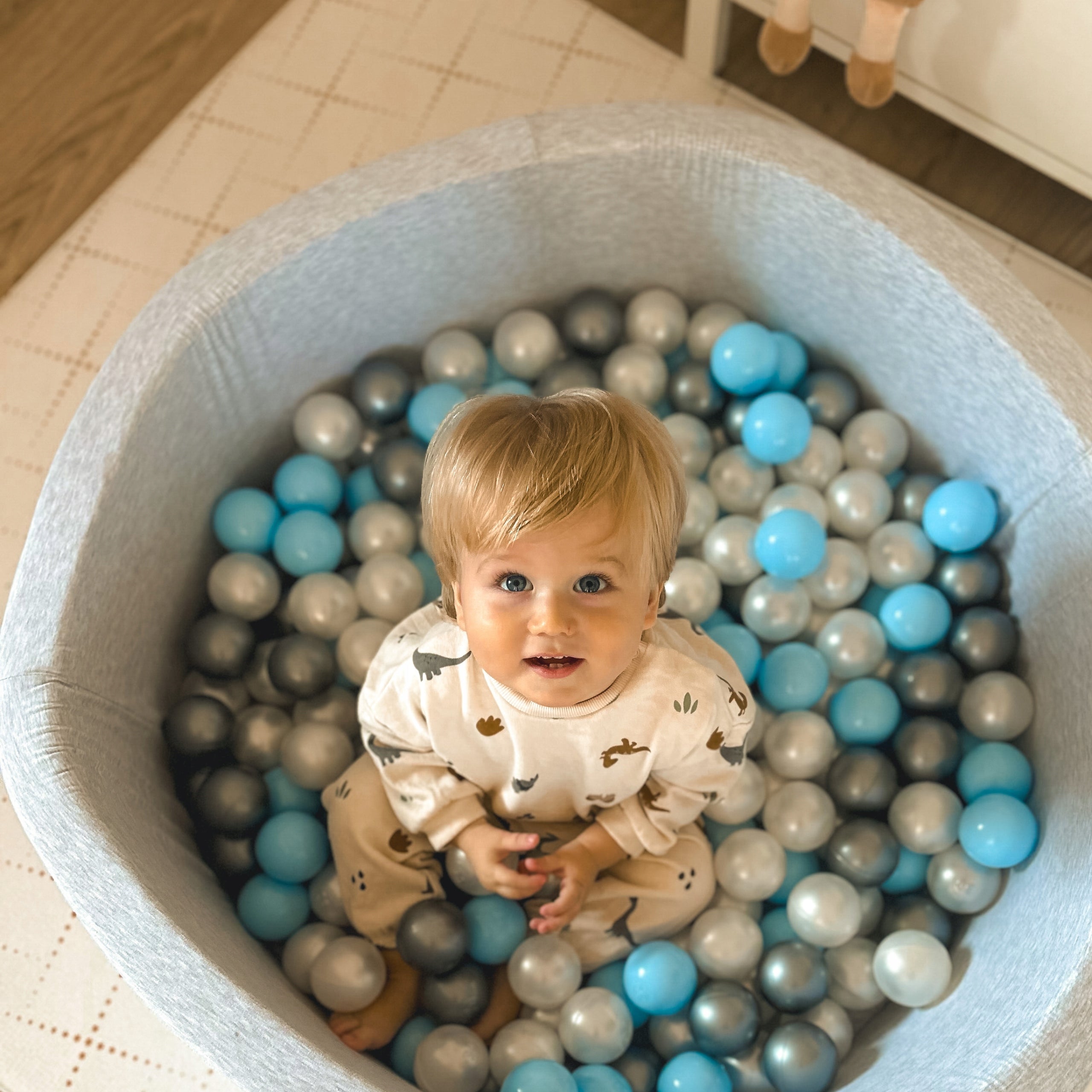 Dry Pool with Balls 90x30 for Children Cotton Smart Grey 200 balls MISIOO Minimum kid's age 0