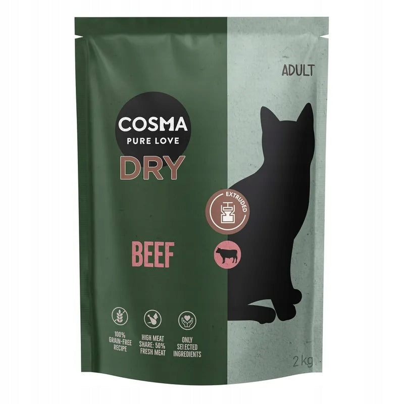 Dry cat COSMA Extruded Beef 2 kg