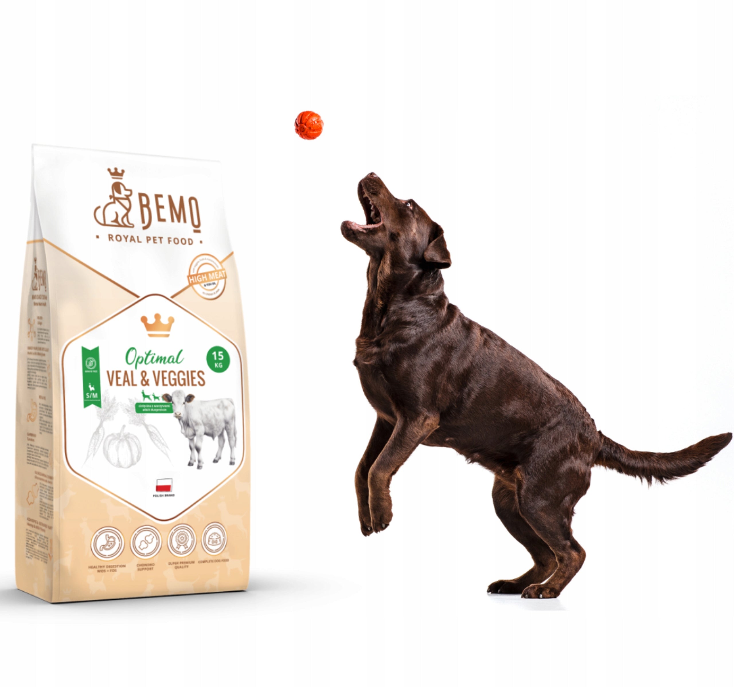 Dry dog food BEMO OPTIMAL Veal M/L 10 kg with veal and vegetables EAN (GTIN) 5907196090554