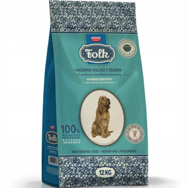 Dry dog food FOLK M&L Masurian deer stew beet cranberries 12kg