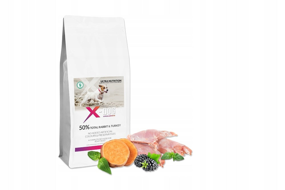 Dry dog food rabbit sweet potatoes for medium large breeds 12kg X-DOG 971