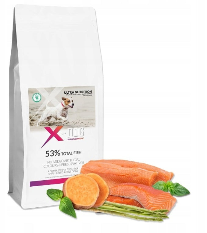 Dry dog food salmon trout sweet potatoes for small breeds 6kg X-DOG 890 780