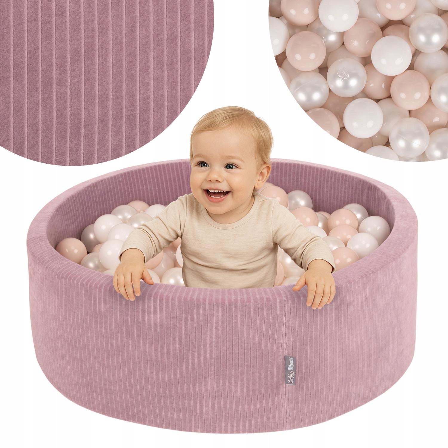 Dry pool STRIPES 90x30 Kids Corduroy round 300 balls KiddyMoon Manufacturer code 5905054886493