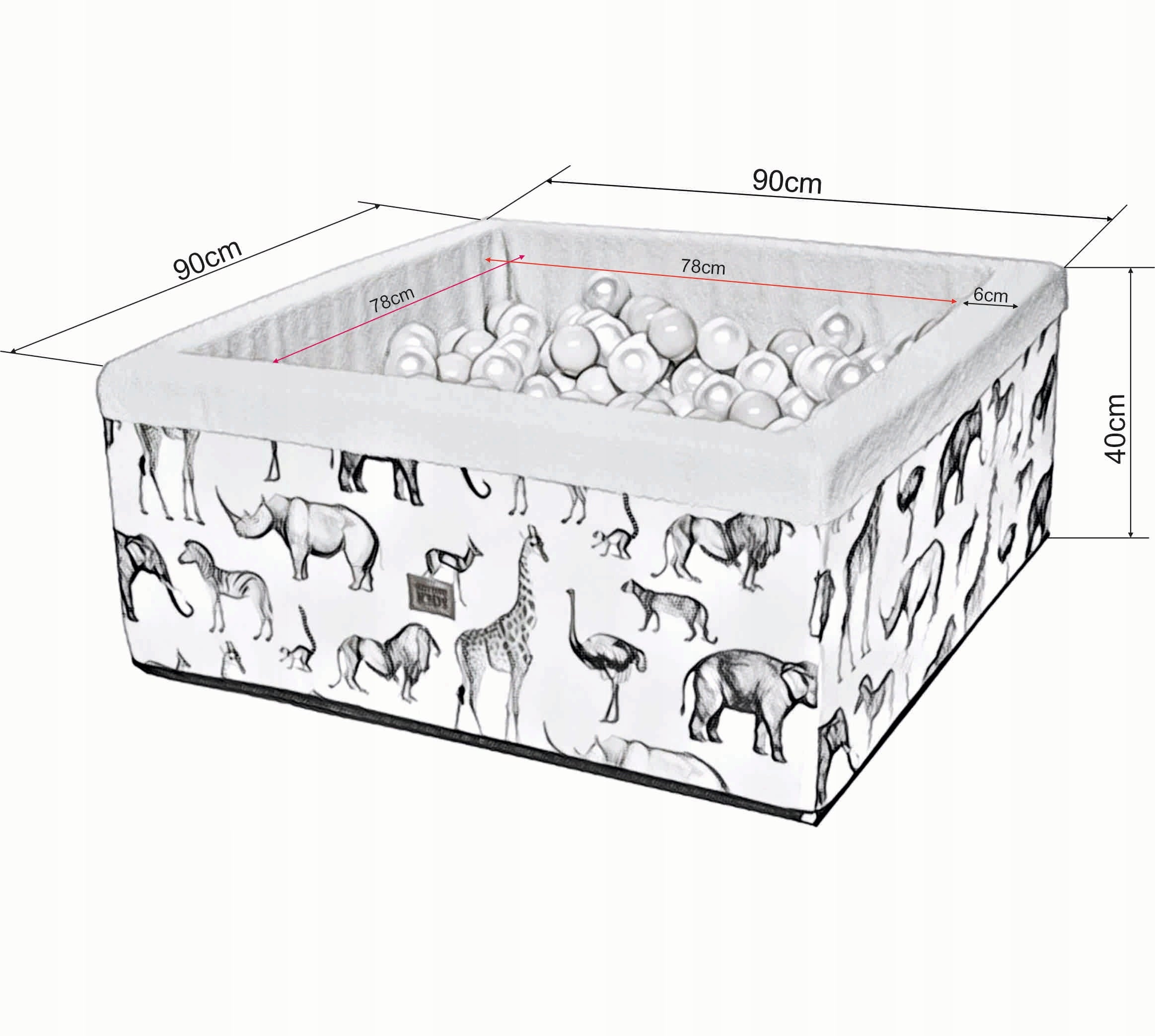 Dry pool for children KOSMOS BUKLE square toys without balls 90x90x40 + pillow Manufacturer code 5904533627589