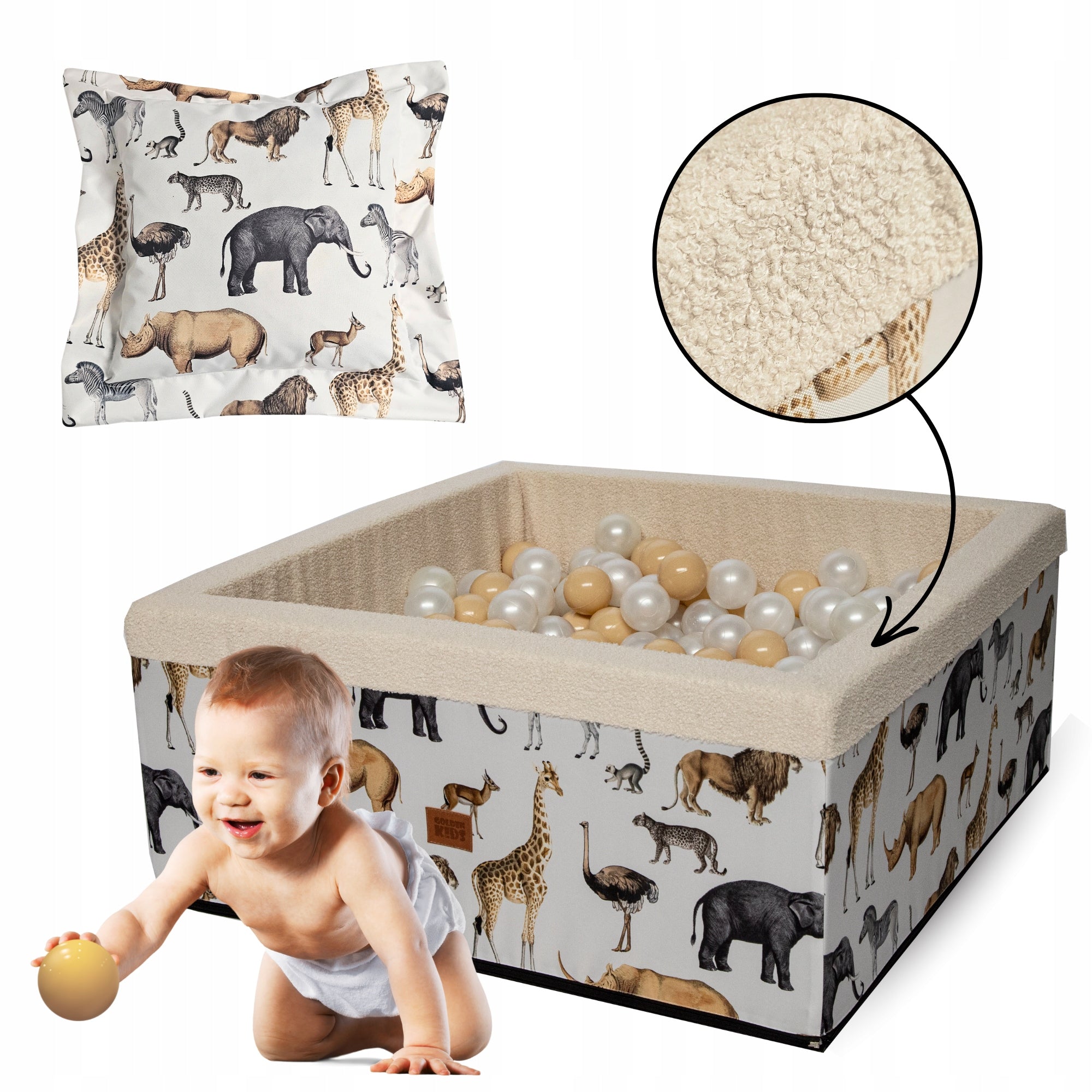 Dry pool for children ZOO BUKLE square toys without balls 90x90x40 + pillow