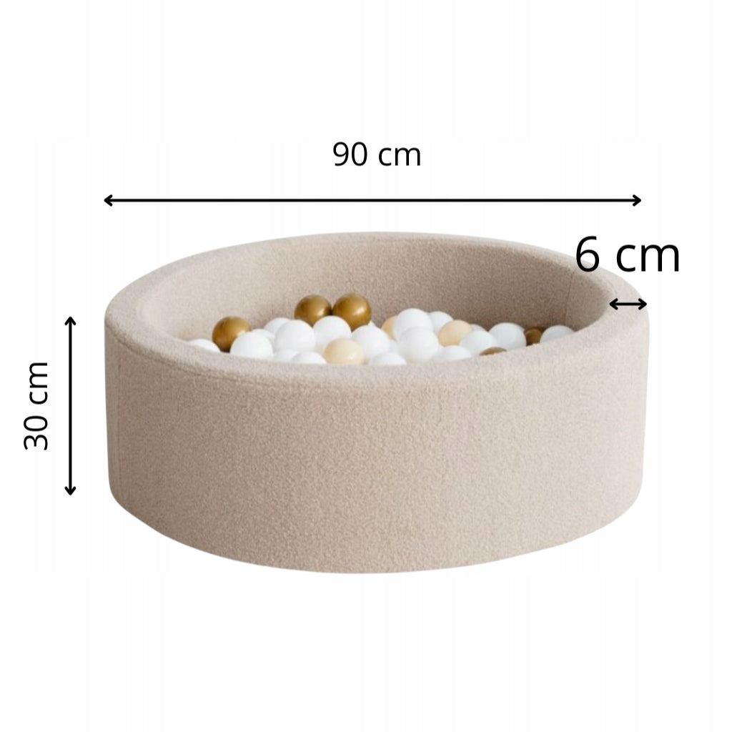 Dry pool with balls 30x90 Boucle beige + 250 balls- ANY MIX Material foam plastic fabric