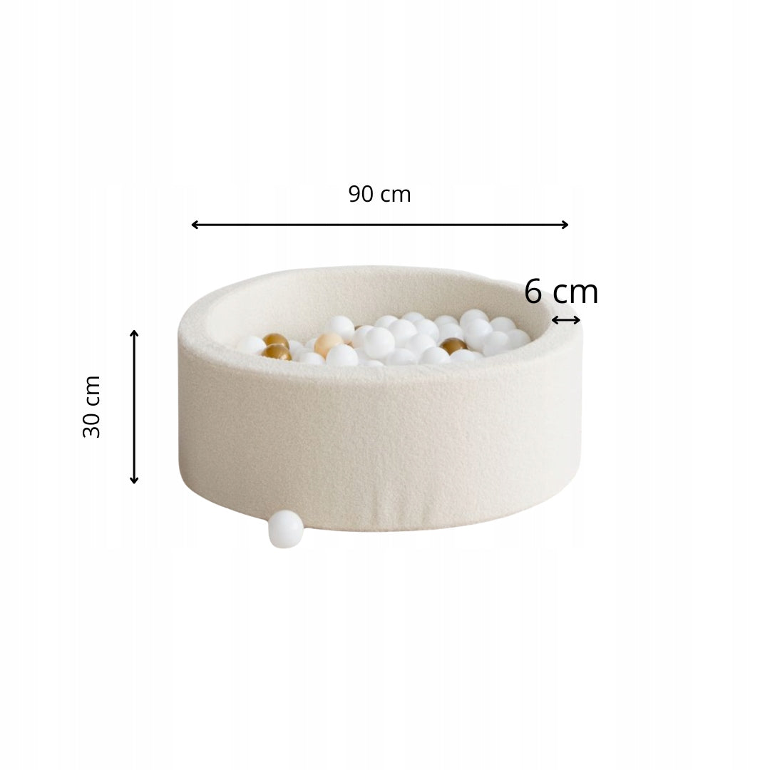 Dry pool with balls 30x90 Boucle cream + 200 balls- ANY MIX Material foam plastic fabric