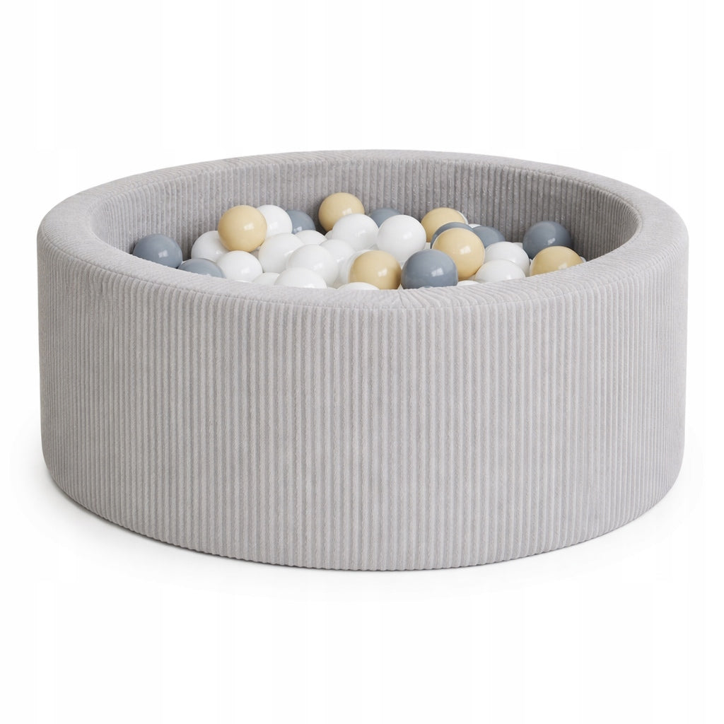 Dry pool with balls 30x90 Corduroy grey + 200 balls - ANY MIX