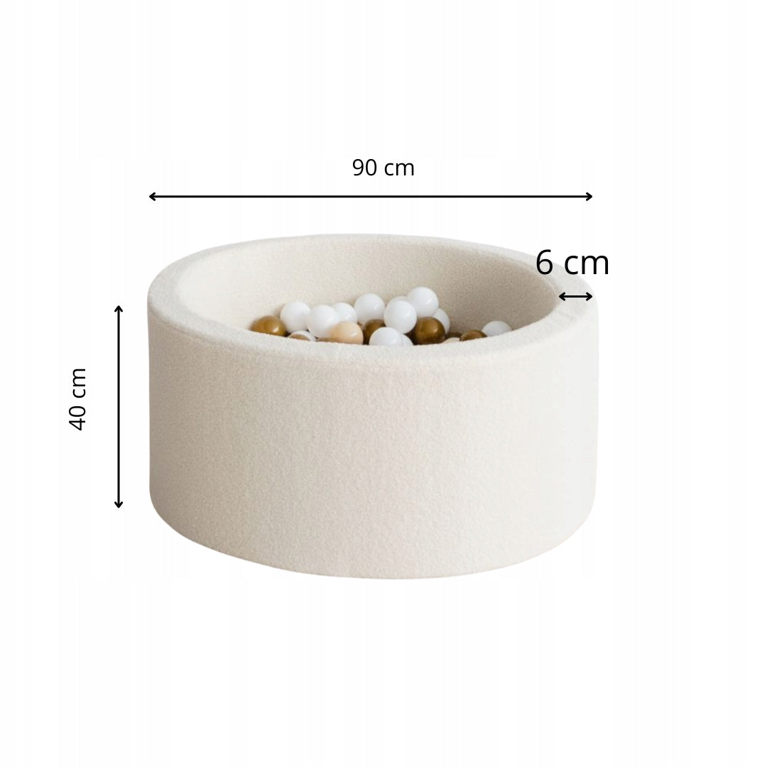 Dry pool with balls 40x90 Boucle cream + 200 balls- ANY MIX Material foam plastic fabric