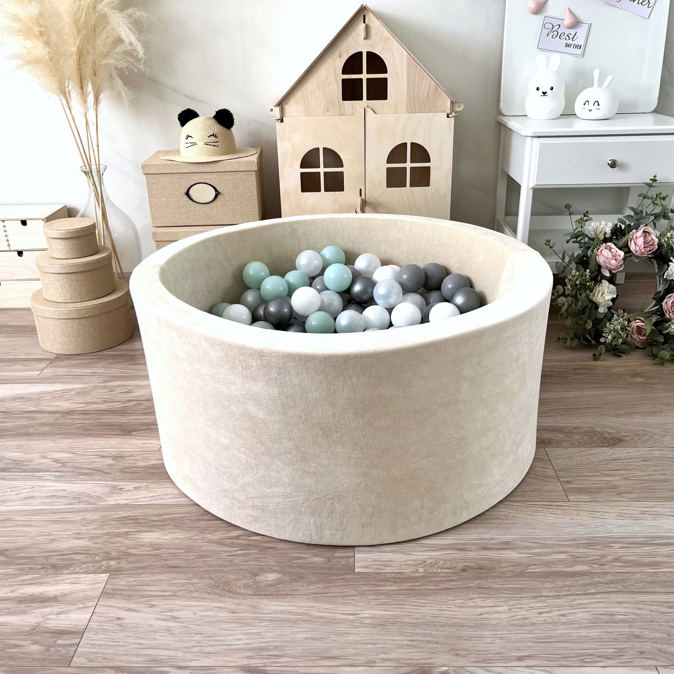 Dry pool with balls 40x90 Velvet Cream 200 balls - READY MIX Gender boys girls