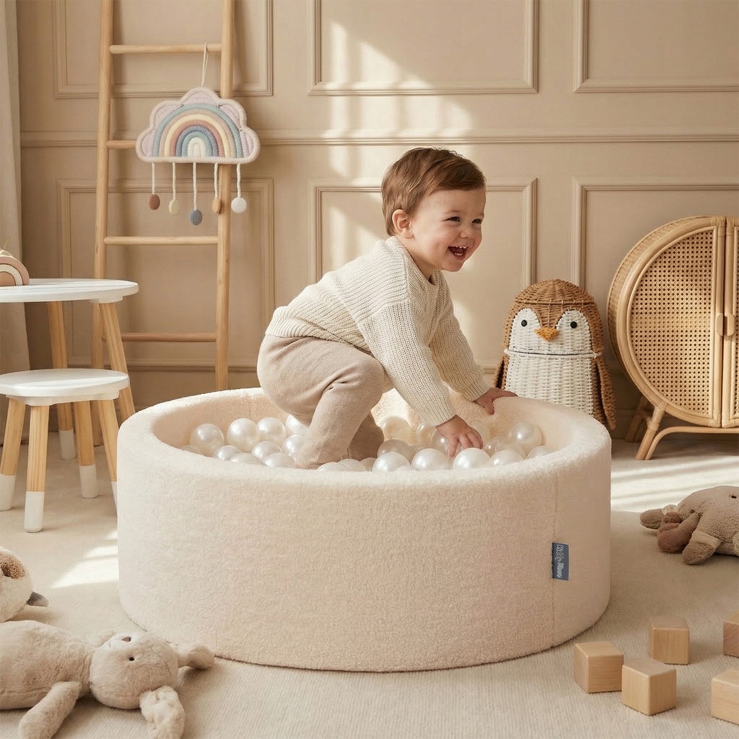 Dry pool with balls TEDDY boucle 200 balls FOR KIDS cream Gender boys girls unisex