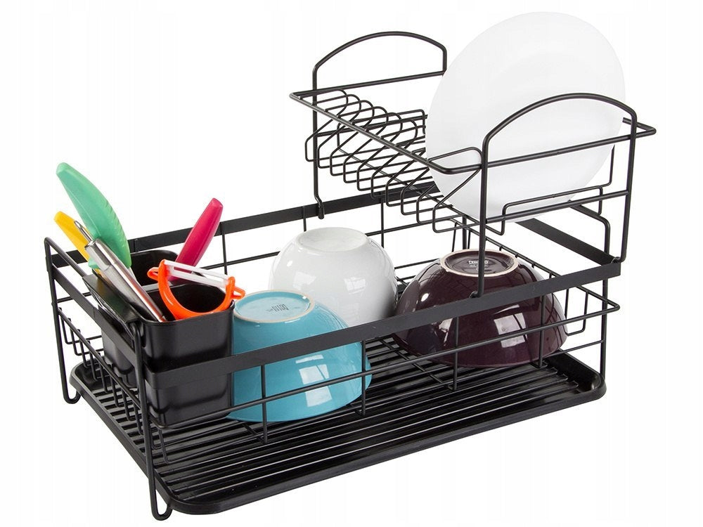 Dryer 45cm black two levels for dishes dripper with tray