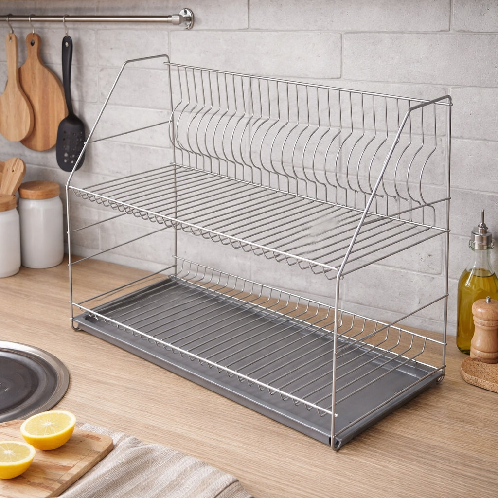 Dryer Dish Drainer 2 Level 47cm Silver Drainer Packaging status original
