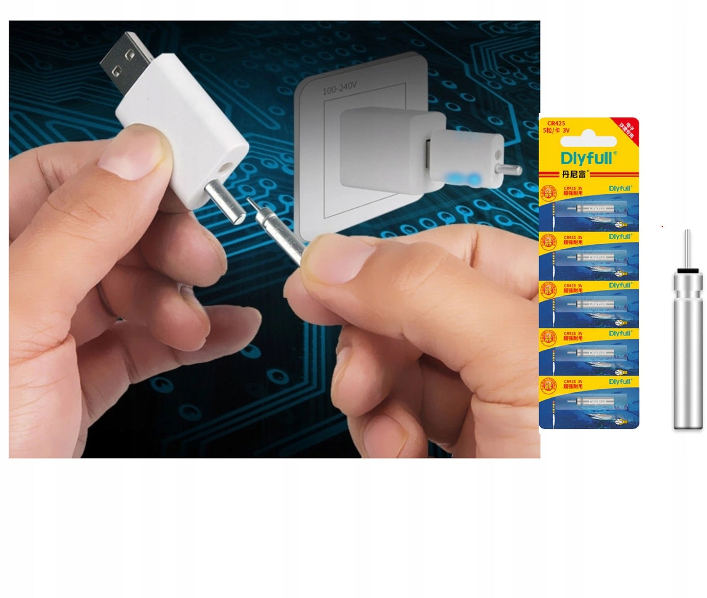 Dual Charger for CR-425 Battery + 5 Batteries