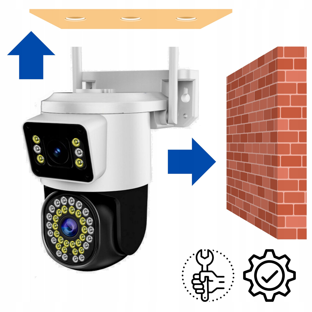 Dual IP Wifi Camera OUTDOOR 8MPx ULTRA HD ZOOM DETECTION + 5m CABLE Brand Imou