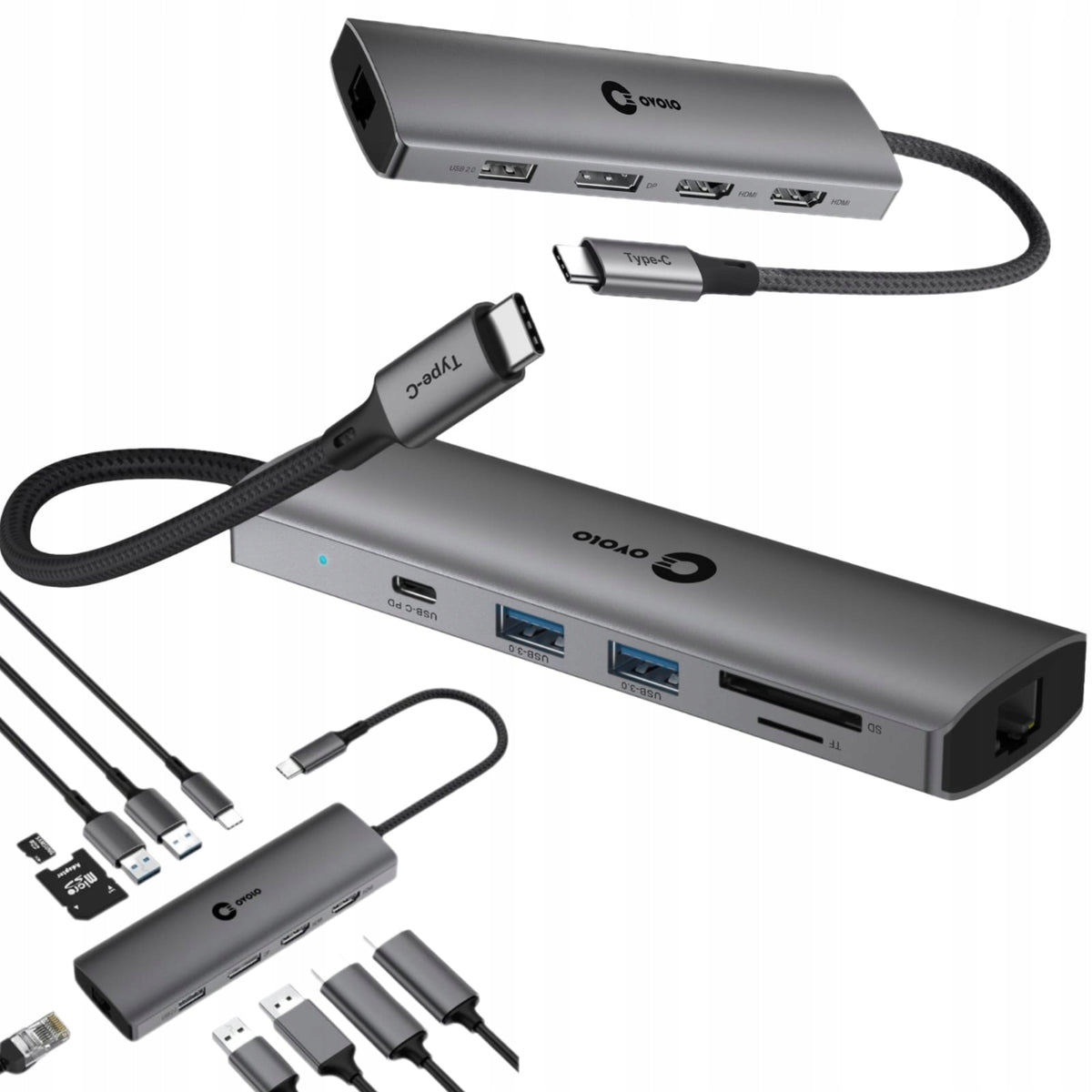 Dual Monitor USB-C 2xHDMI 4K DisplayPort LAN Ethernet for Lenovo HUB Laptop
