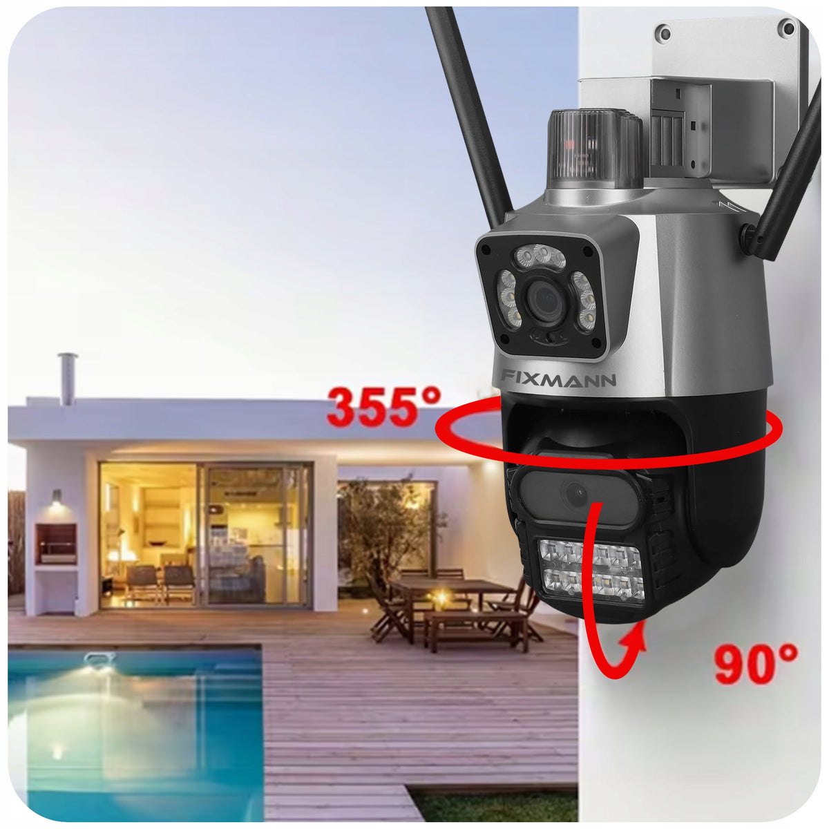 Dual Outdoor Camera Rotating 4MP 5G Motion Detection Card 128G Manufacturer code FIXMANN V380 PRO + S128