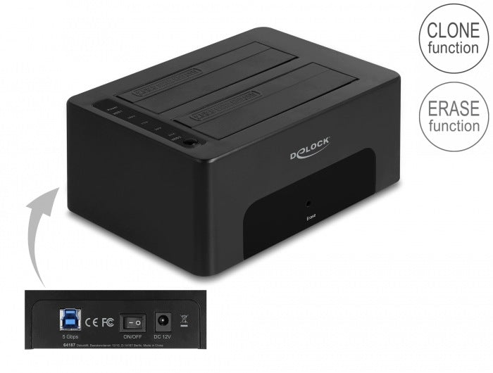 Dual USB to 2x HDD/SSD SATA Delock 64187 Docking Station