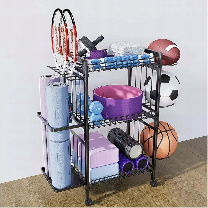Dumbbell Stand Sports Equipment Organizer 3-Tier with Wheels Packaging status original