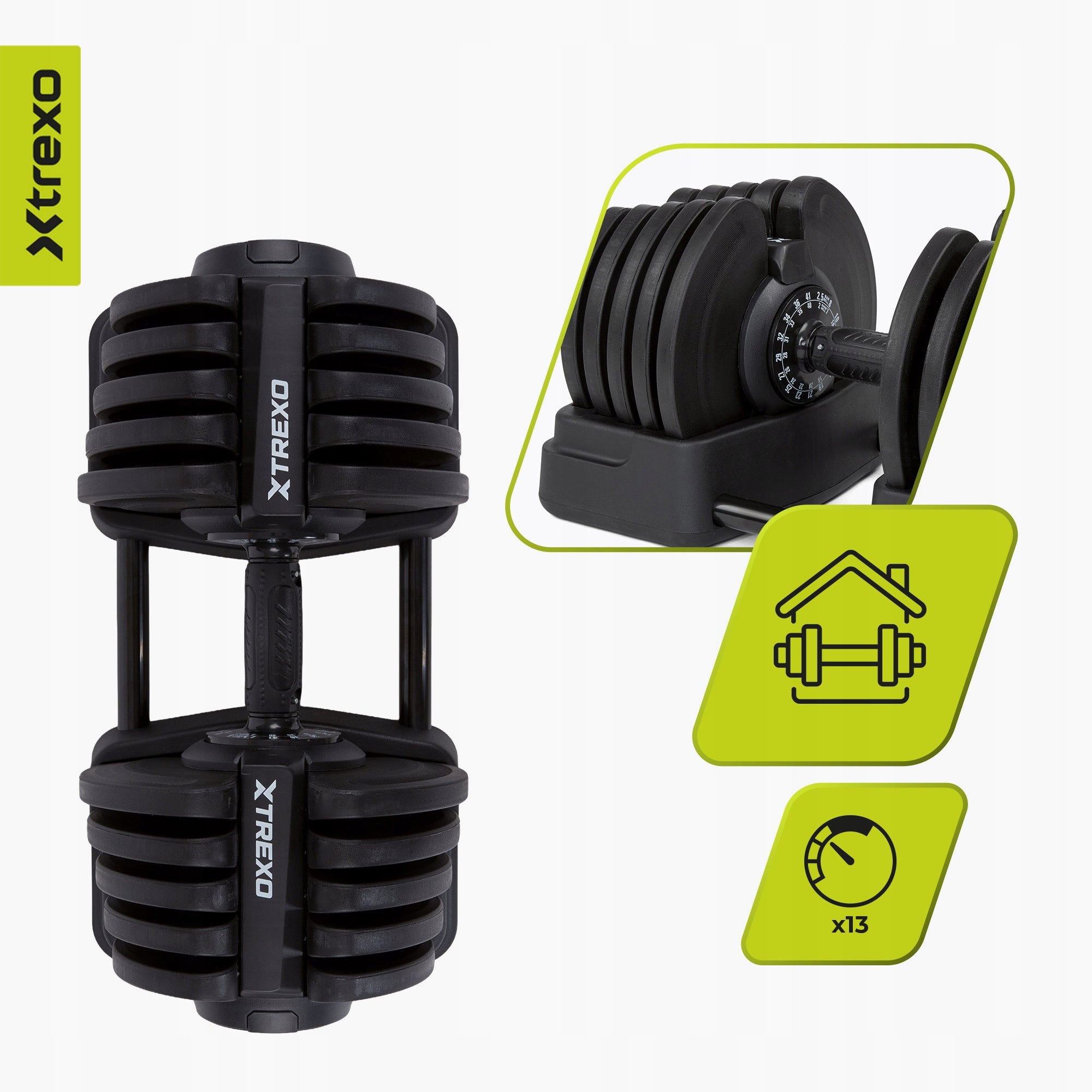 Dumbbell/barbell 2in1 XTREXO Steel TRX-ABD40 1-40 kg ADJUSTABLE SET Brand Xtrexo